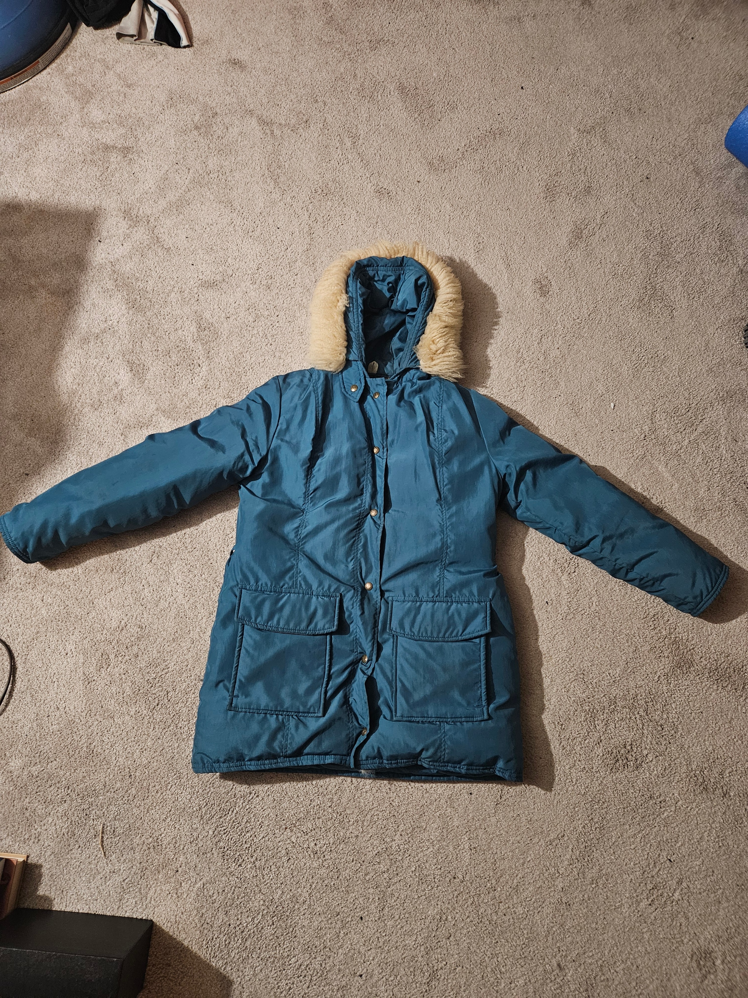 Vintage Eddie Bauer Women's Down Coat / Parka w/ Fur Hood, Sz M