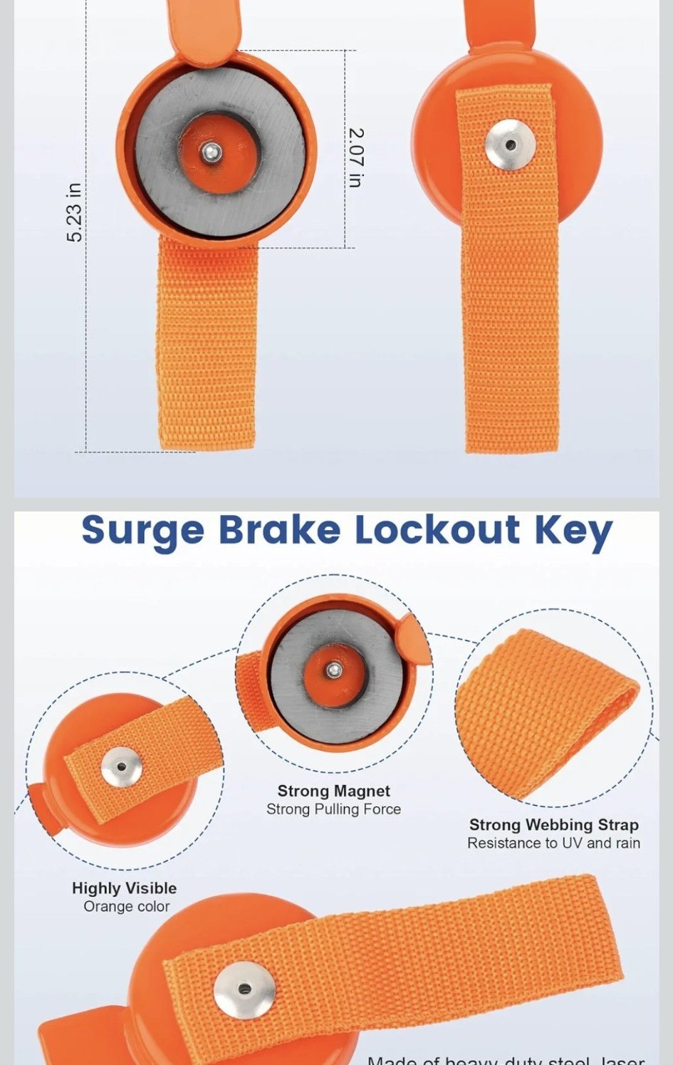 Surge Brake Lockout Key Magnetic ON Boat Trailer A60 A70 A75/84 - photo 3