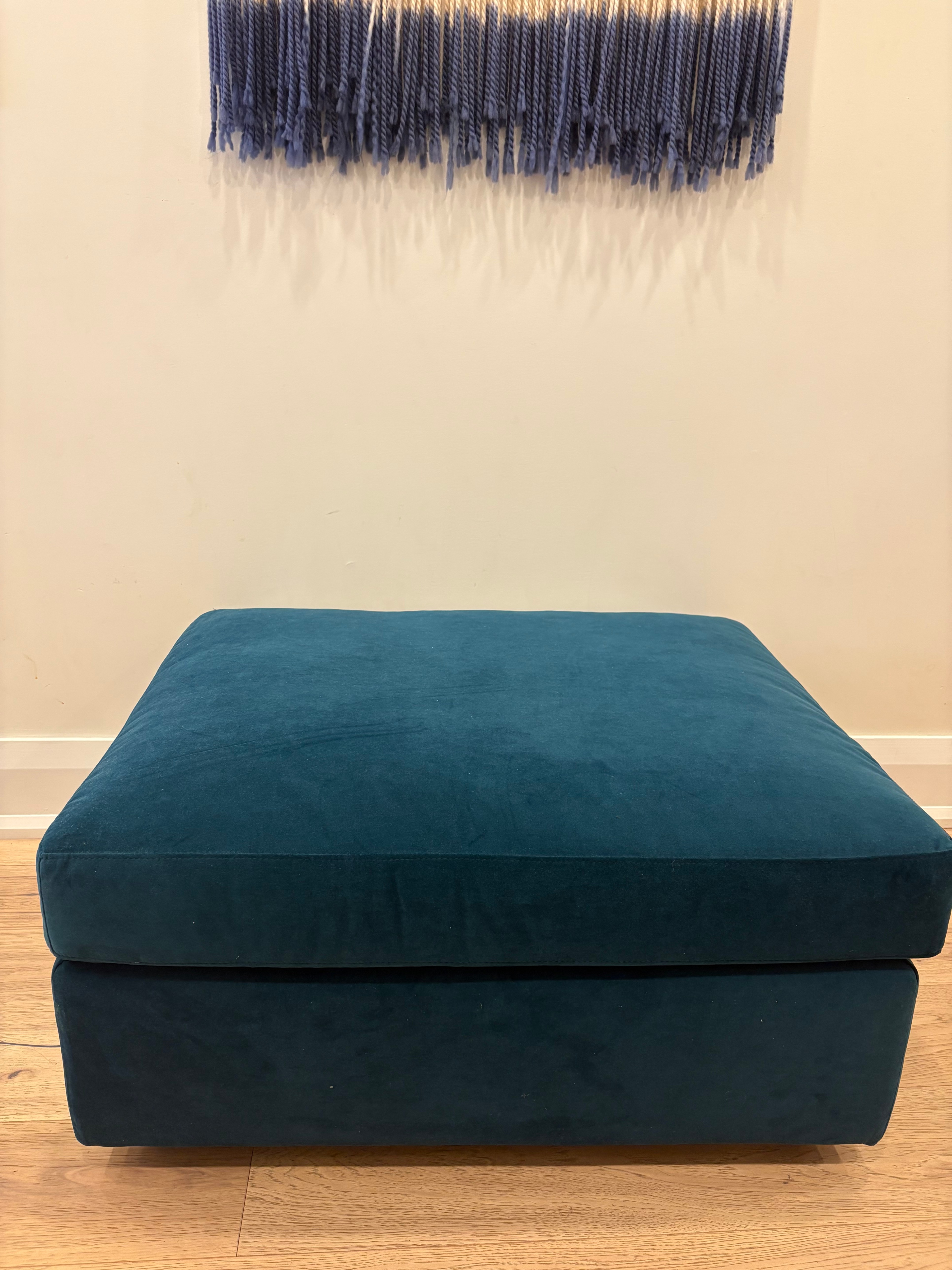 Custom-Made Teal Velvet Ottoman - photo 4