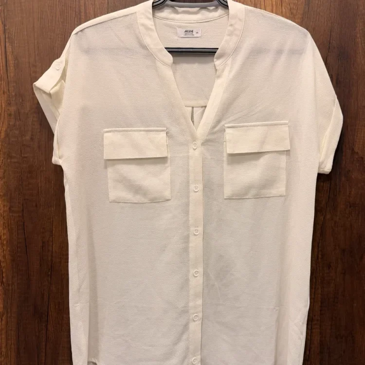 Ardene Button-Up Blouse — Cream, Size S (New) - photo 4