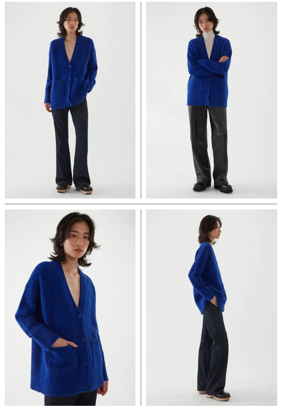 COS Blue Mohair-Blend Cardigan