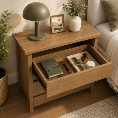3-Drawer Wood Dresser / Nightstand — Natural Finish, Brand New - photo 3