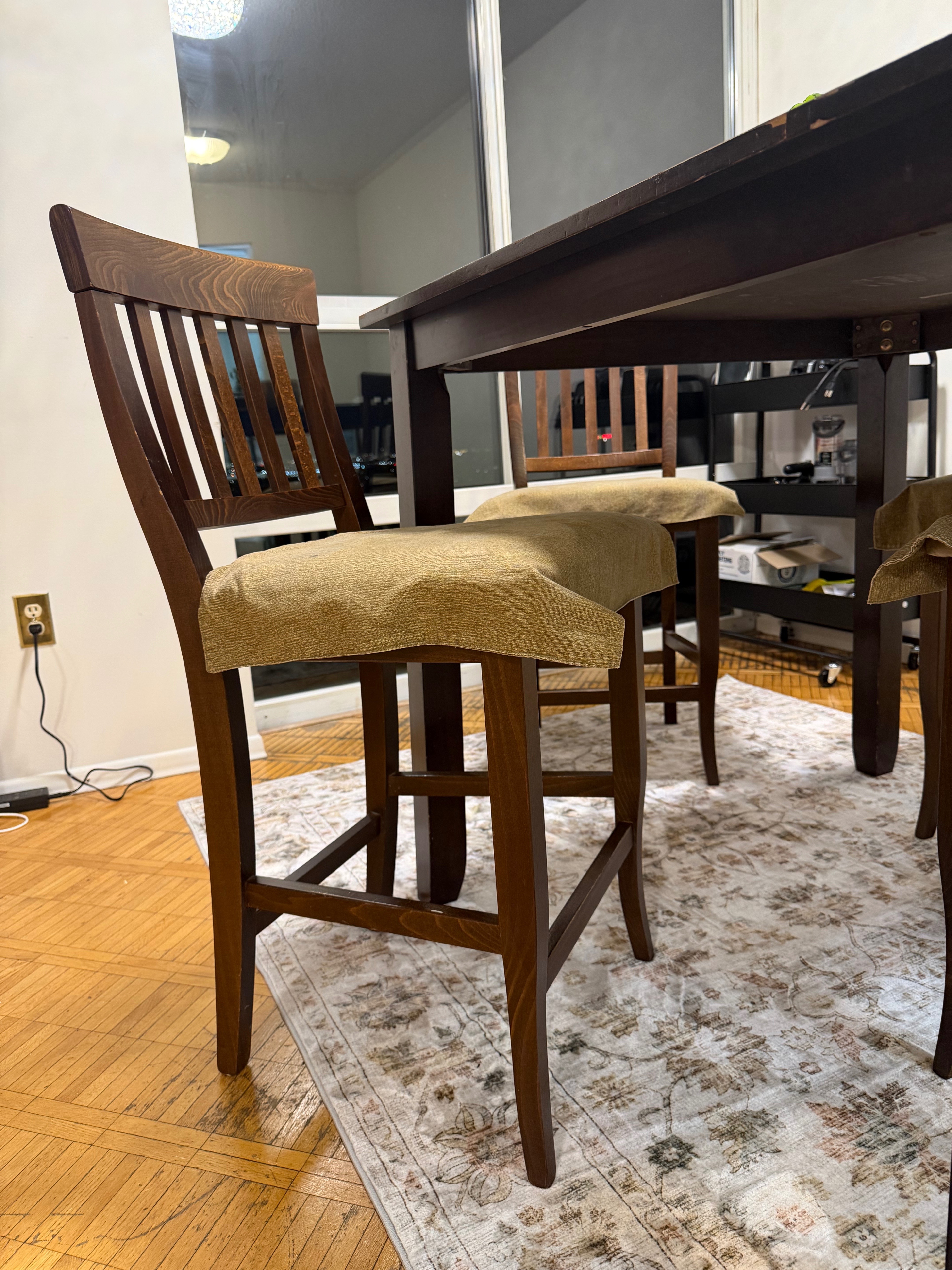 Dark Brown Wooden Dining Table Set with 4 Chairs - photo 2