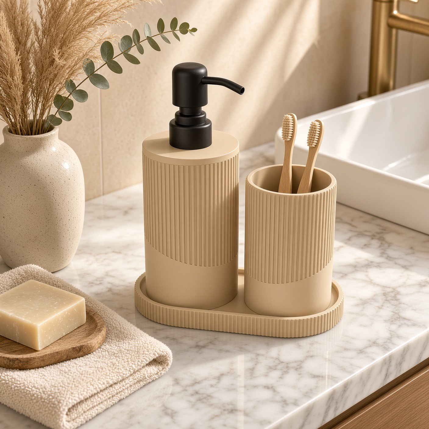 3D Printed Bathroom Set: Soap Dispenser, Toothbrush Cup and Tray - photo 3