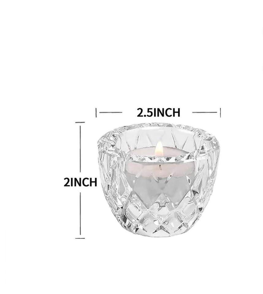 Diamond 2-in-1 Glass Candle Holders – 4 Pack | Candle Holder / - photo 3