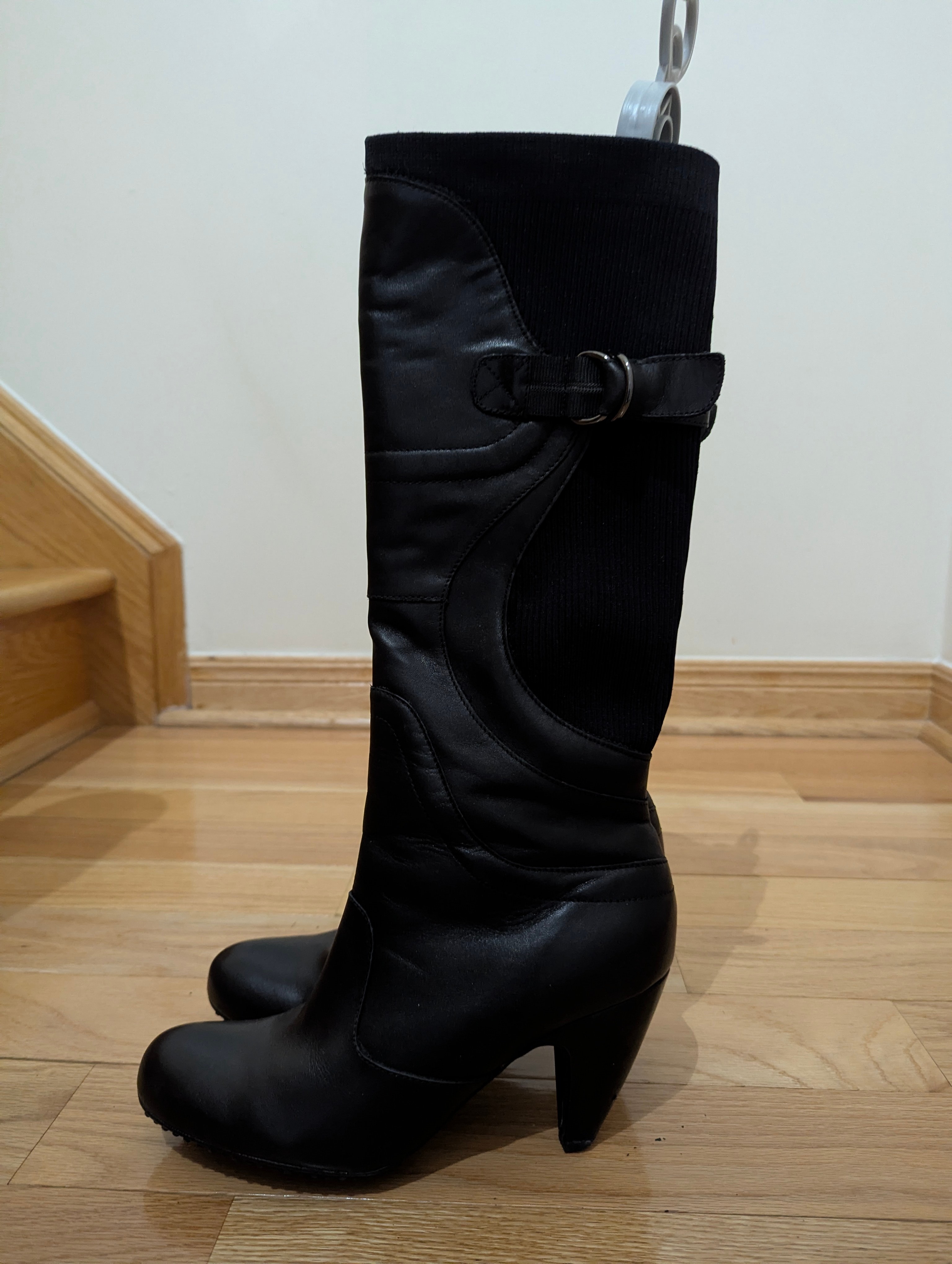 DISCOUNTED Black Leather Knee-High Boots - photo 3