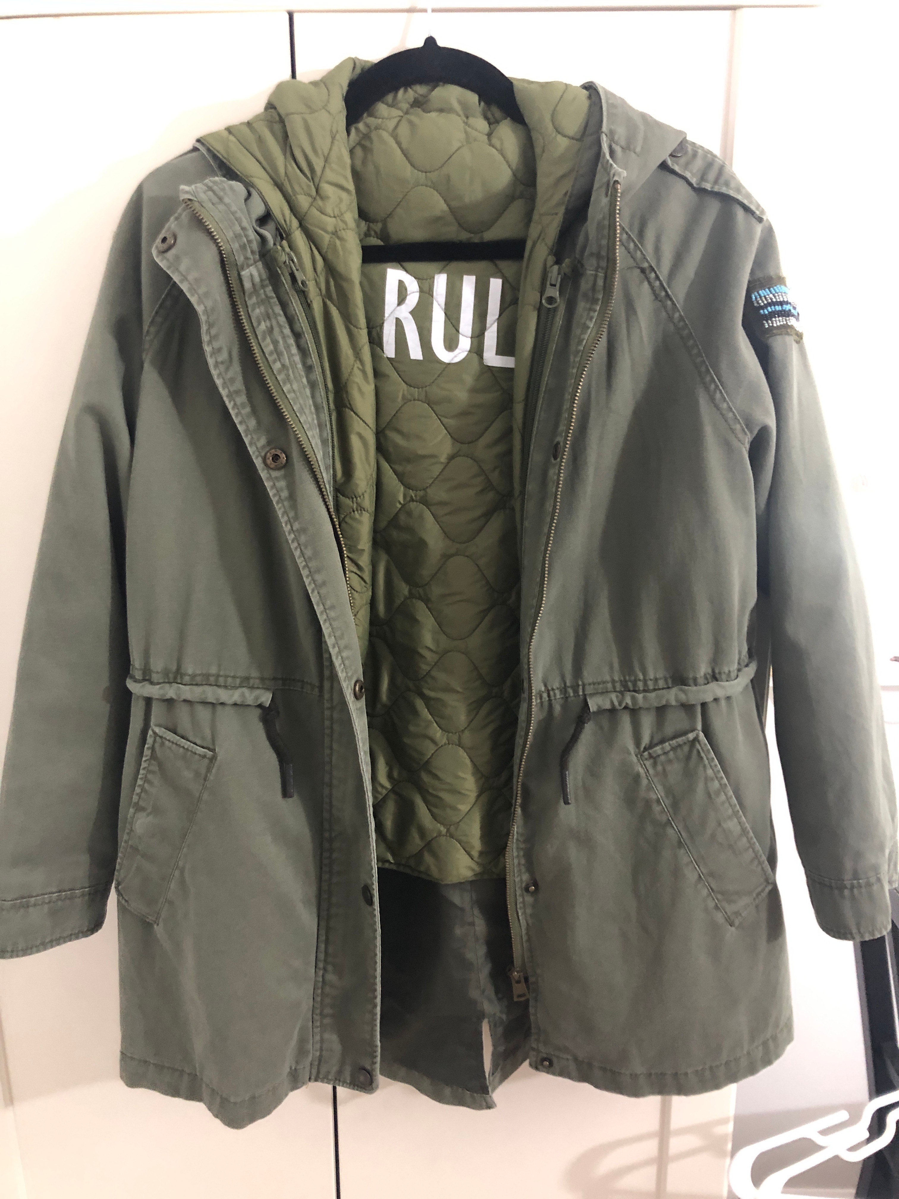 Excellent condition!! Zara Girls Olive Green Utility Jacket