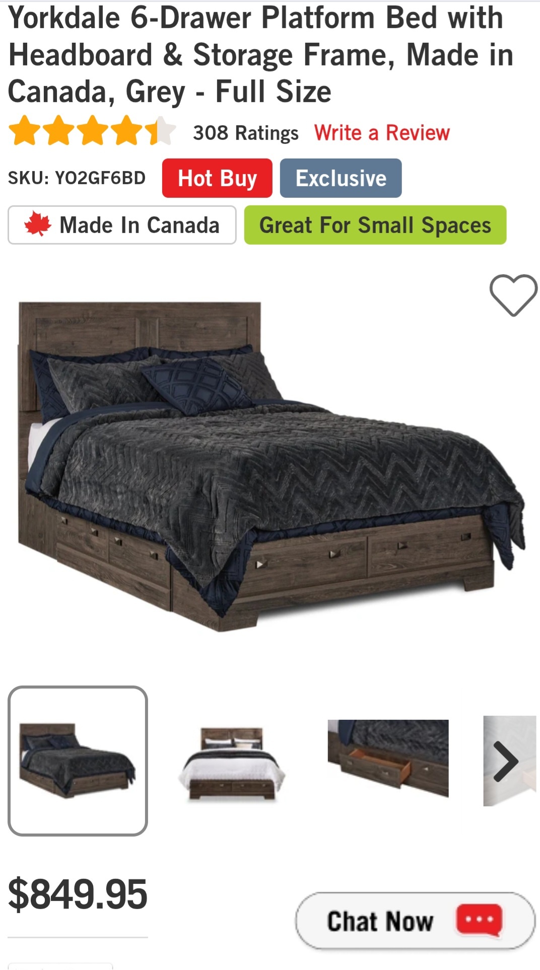 Yorkdale Full Bed Set with Nightstand - photo 2