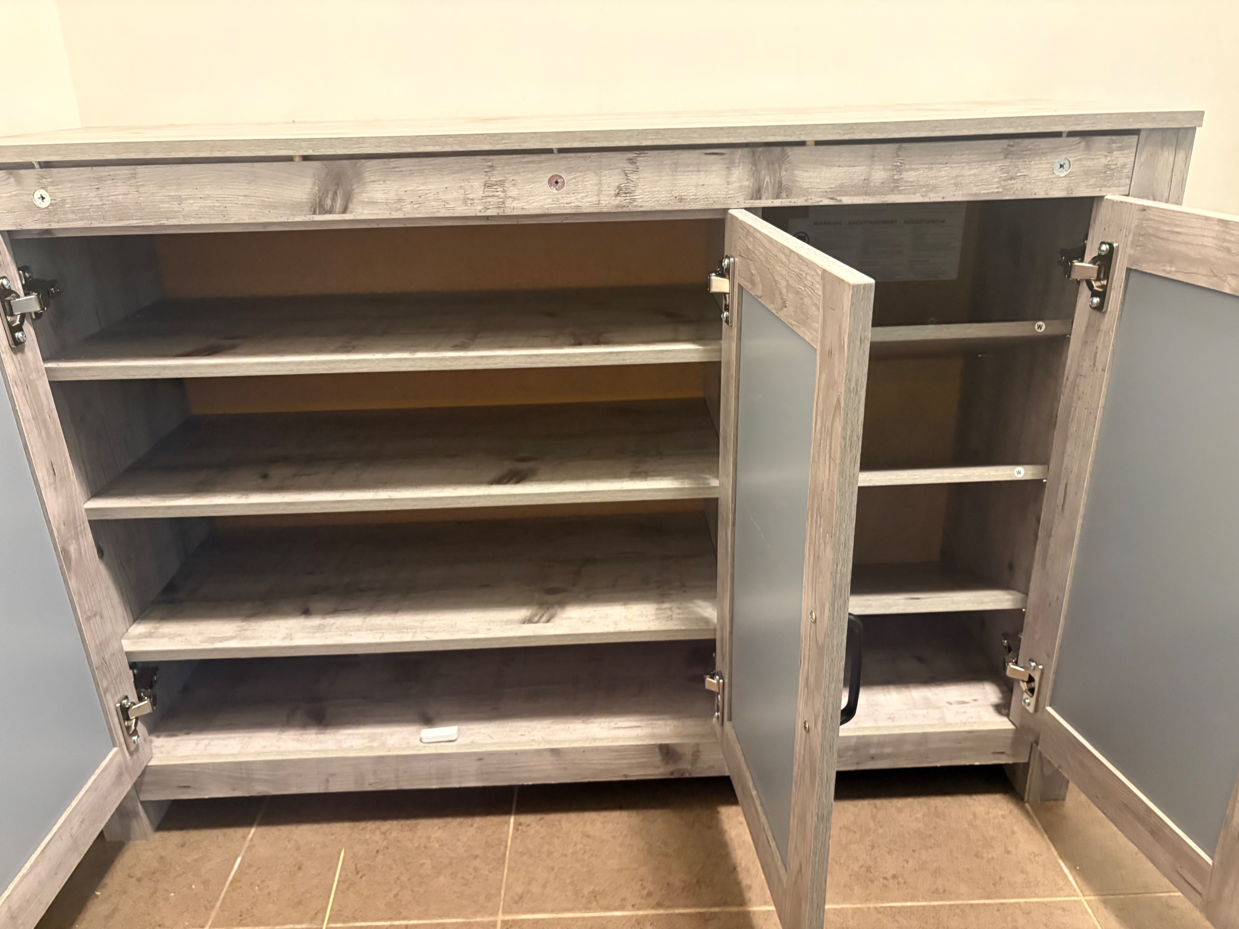 Grey Wood Grain shoe rack with Mirrored Doors - photo 5
