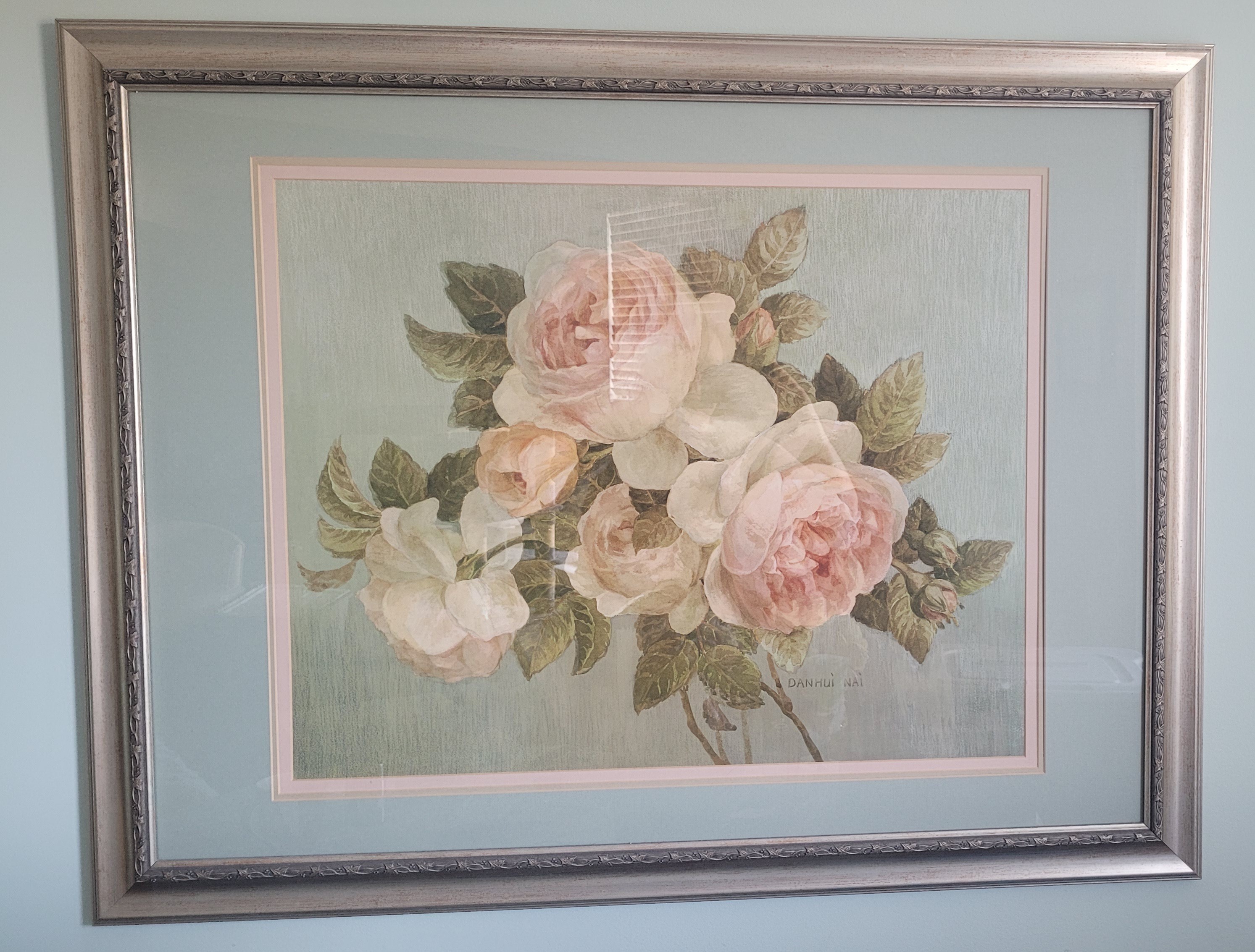 Large Framed Danhui Nai Floral Print Antique Roses - photo 3