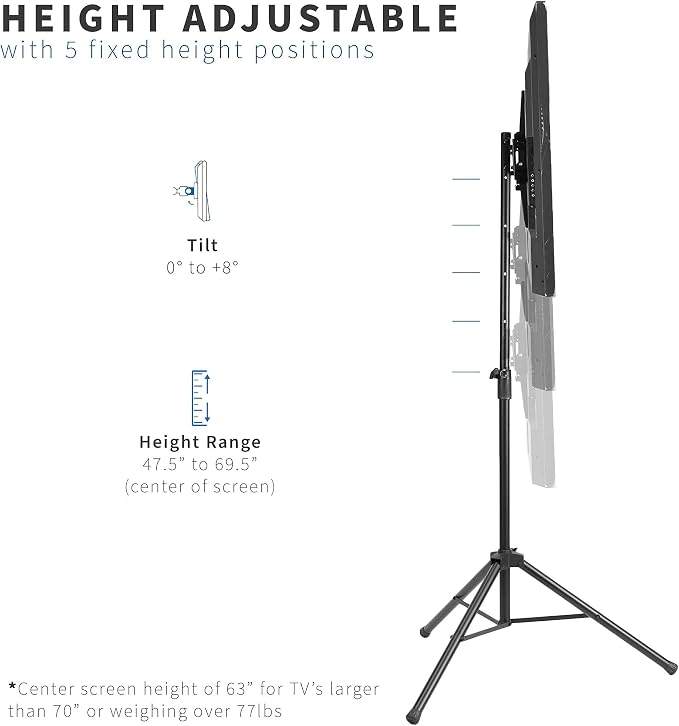New VIVO Black Tripod TV Floor Stand up to 75" - photo 4