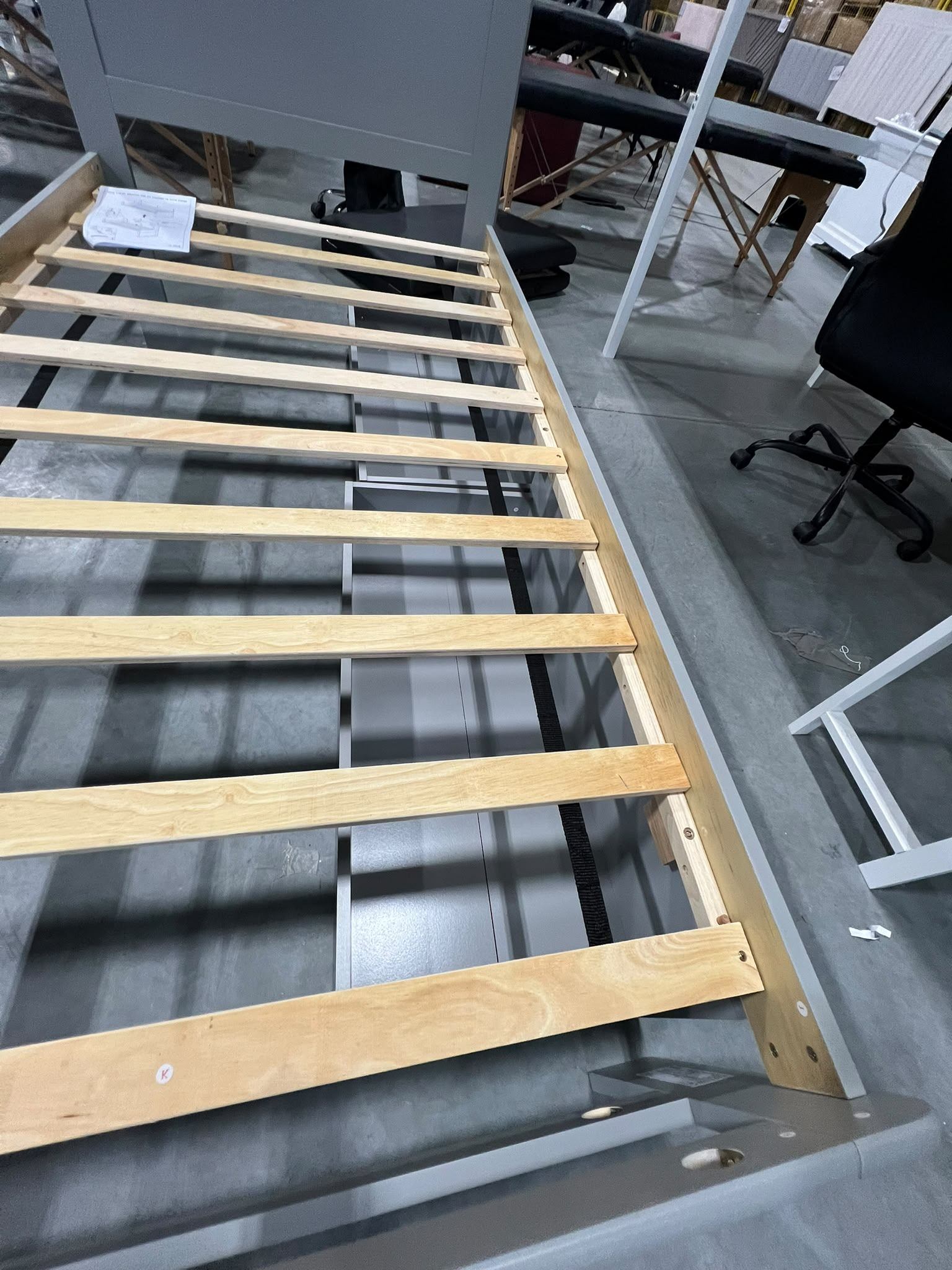 Twin Bed Frame $139 🛏️ Brand New – Grey Wood, 2 Storage Drawers - photo 2
