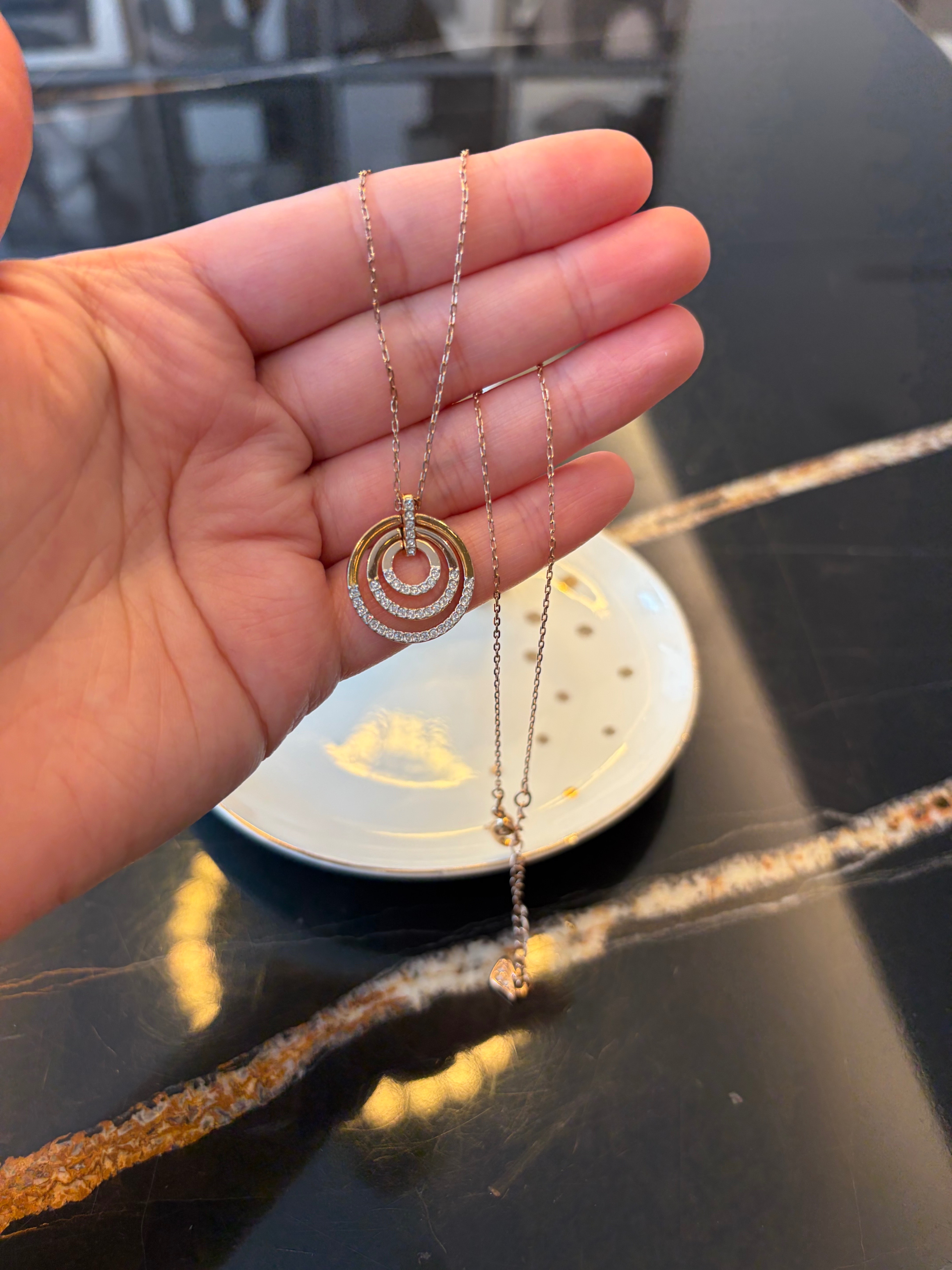 Swarovski Circle Pendant Necklace Rose Gold Tone - photo 2