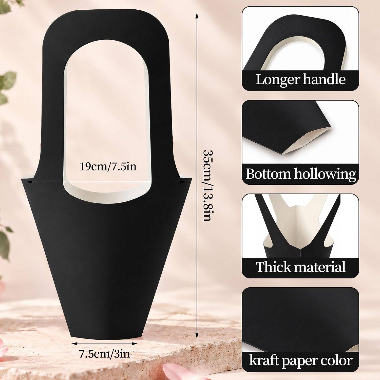 NEW~ Black Flower Bouquet Bags with Handles – 100 Pc - photo 2