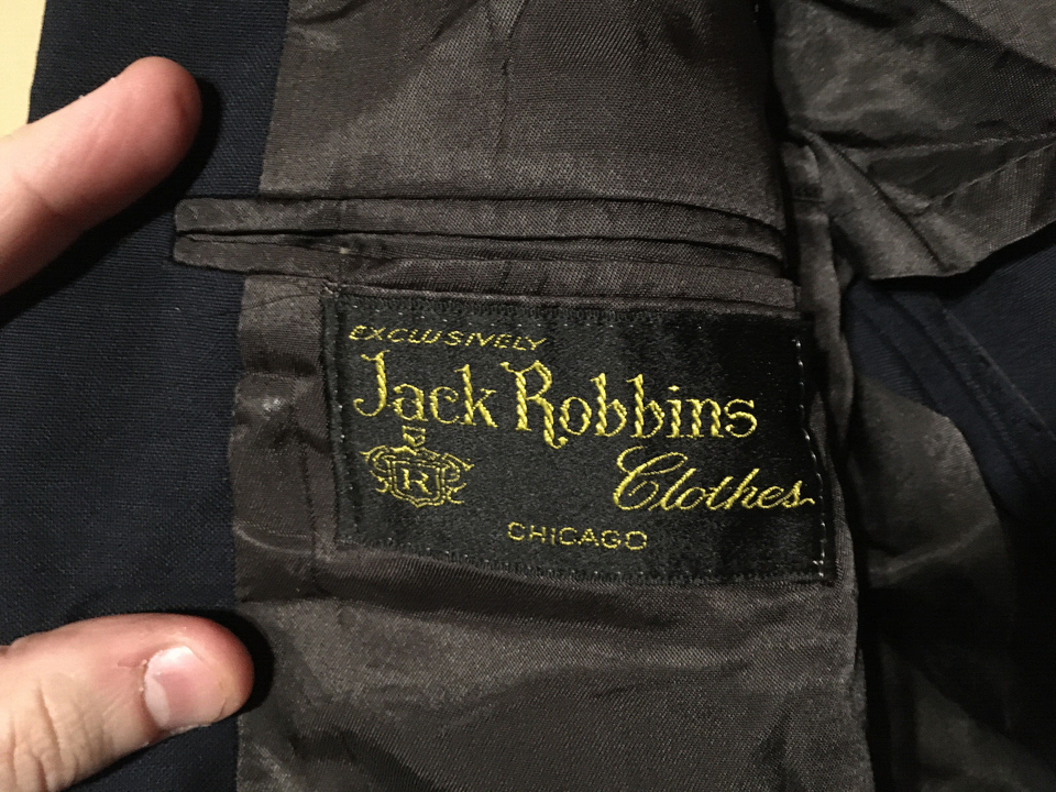 VINTAGE JACK ROBBINS CLOTHES SUIT NAVY BLUE CHICAGO - photo 2