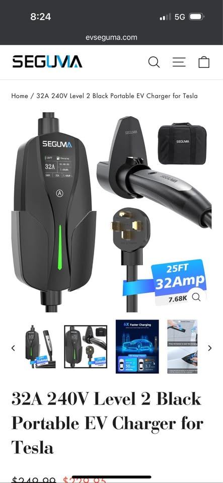240V Level 2 Black Portable EV Charger for Tesla - USED - photo 3