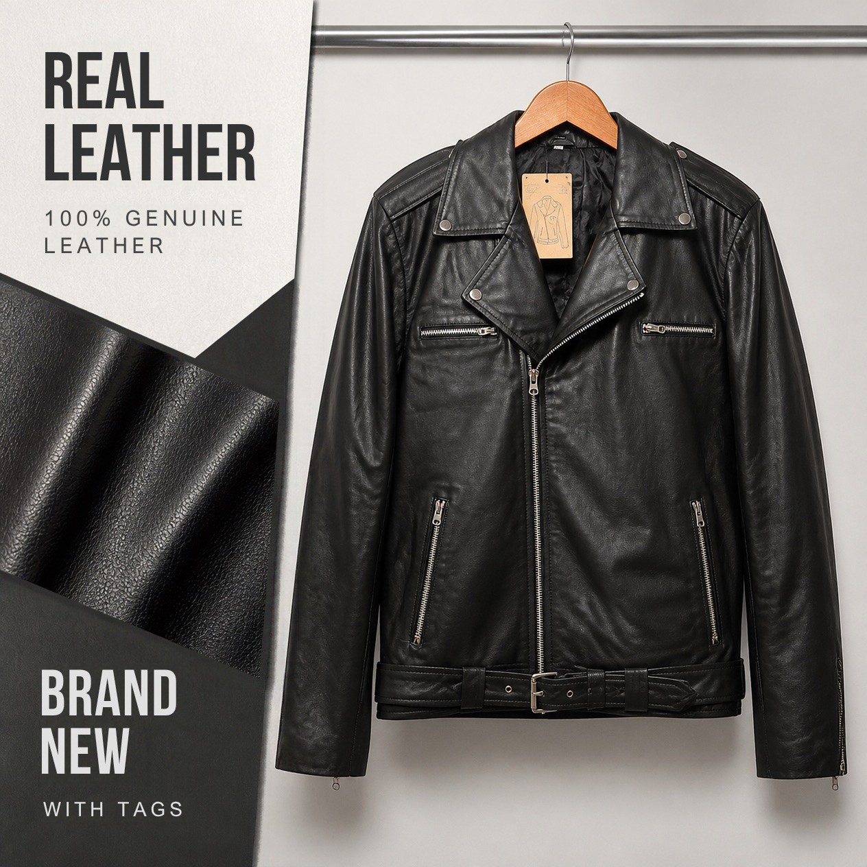 JKT-027 — Men's Nicolas tall leather biker — brand new, size 2XL - photo 5
