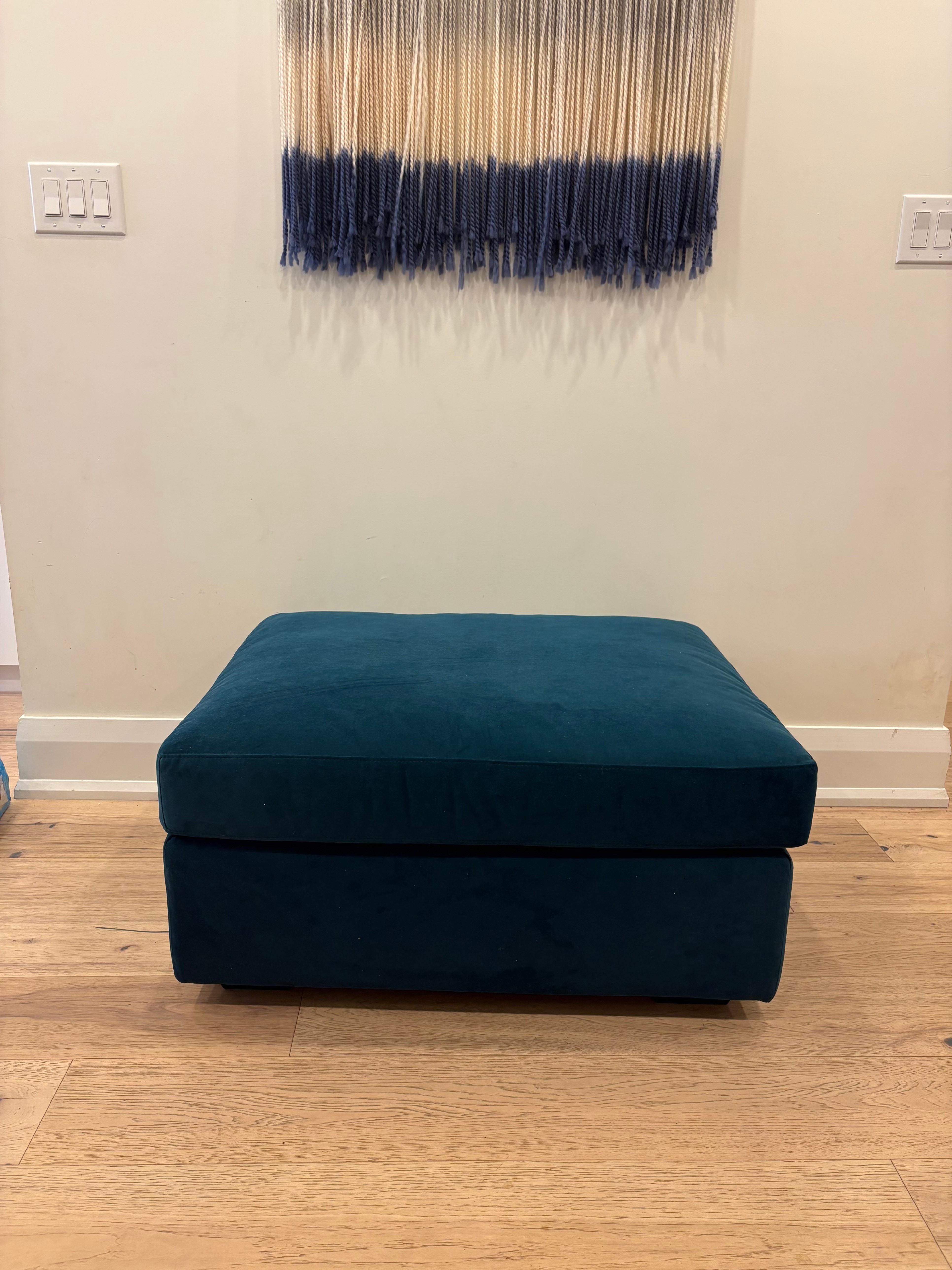 Custom-Made Teal Velvet Ottoman