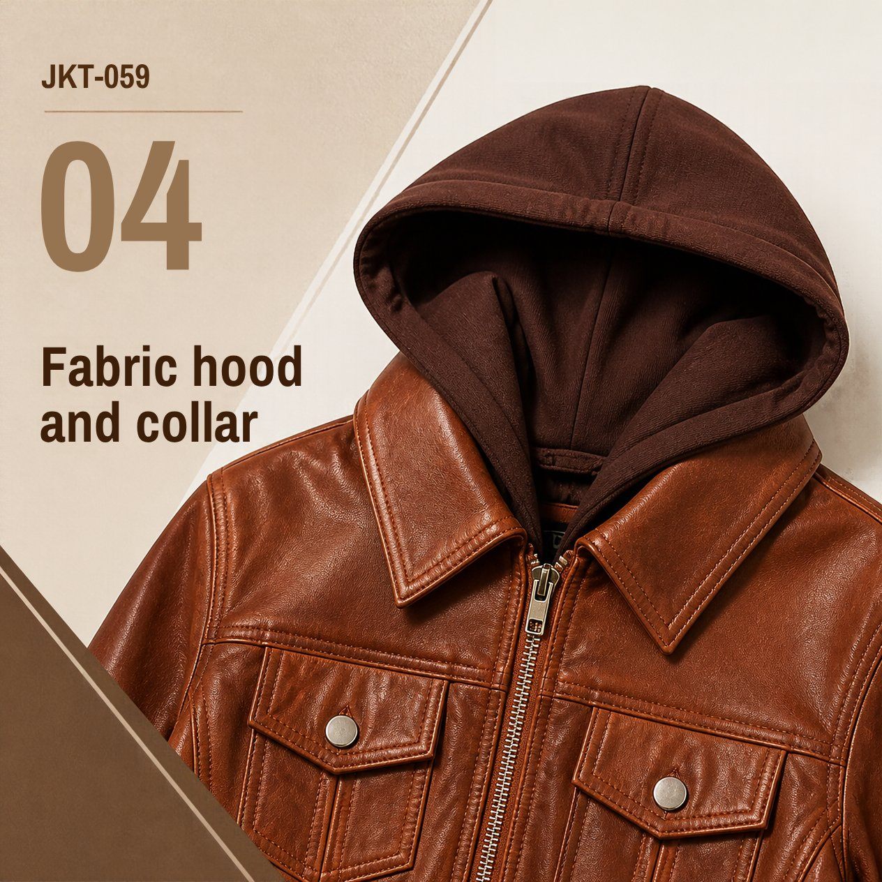 JKT-059 — Women's leather hooded bomber — brand new, size M - photo 4