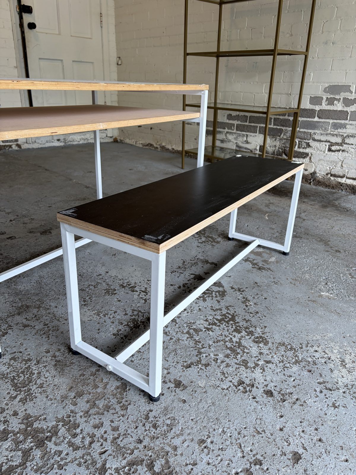 Modern Steel and Plywood Table with Matching Bench - photo 4