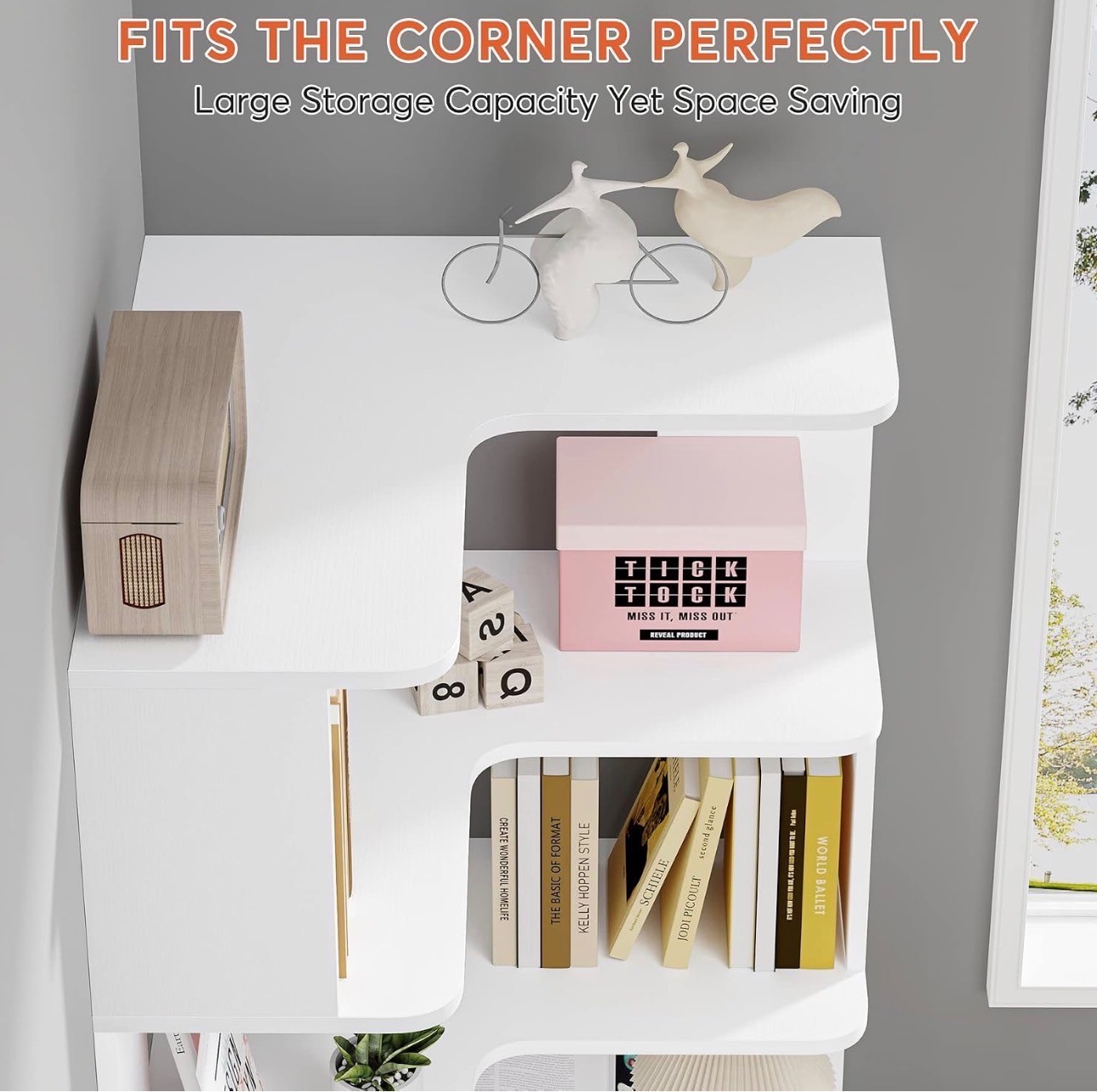 65" White 5-Tier Corner Bookshelf – Brand New - photo 4