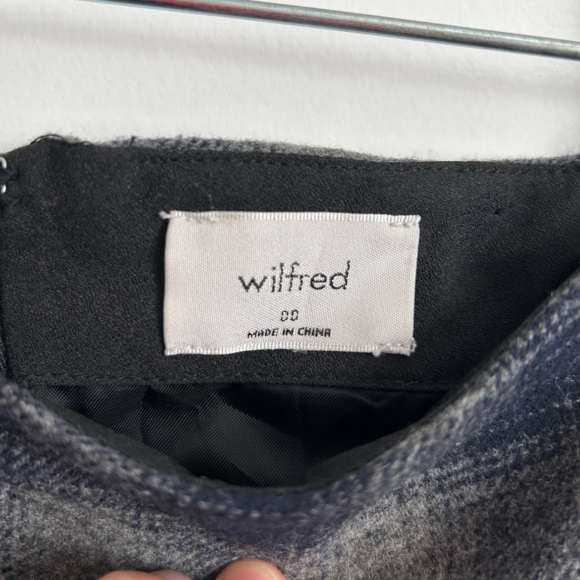 Wilfred Navy/Grey Plaid Wool Mini Skirt – 00, Like New - photo 2