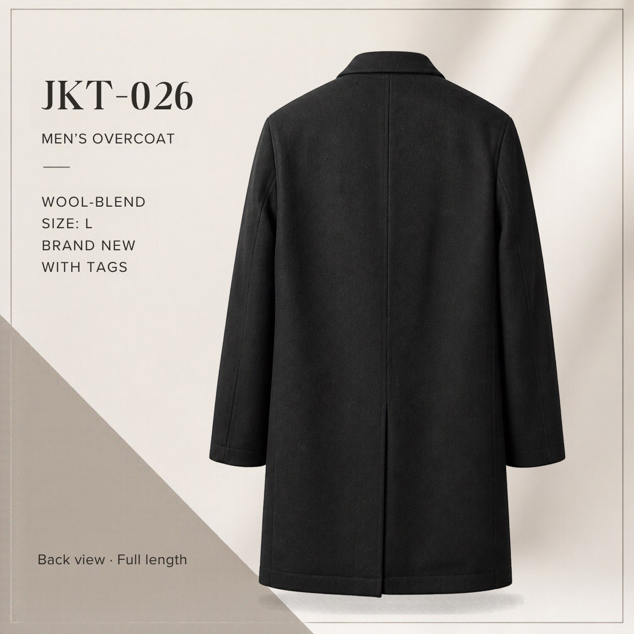 JKT-026 — Men's Armando wool overcoat — brand new, size L - photo 2