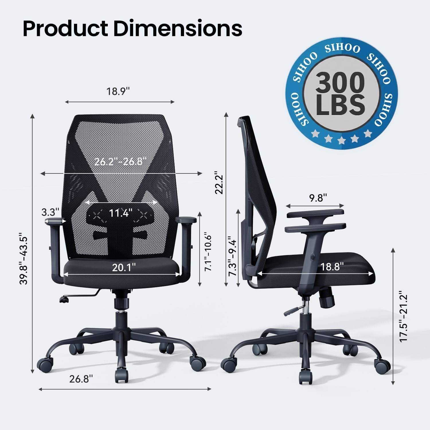 Ergonomic Office Chair, Lumbar Support 10-Level Armrest - photo 4