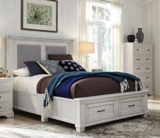Pierce Cal King Storage Bed Frame Antique White w/ USB - photo 2