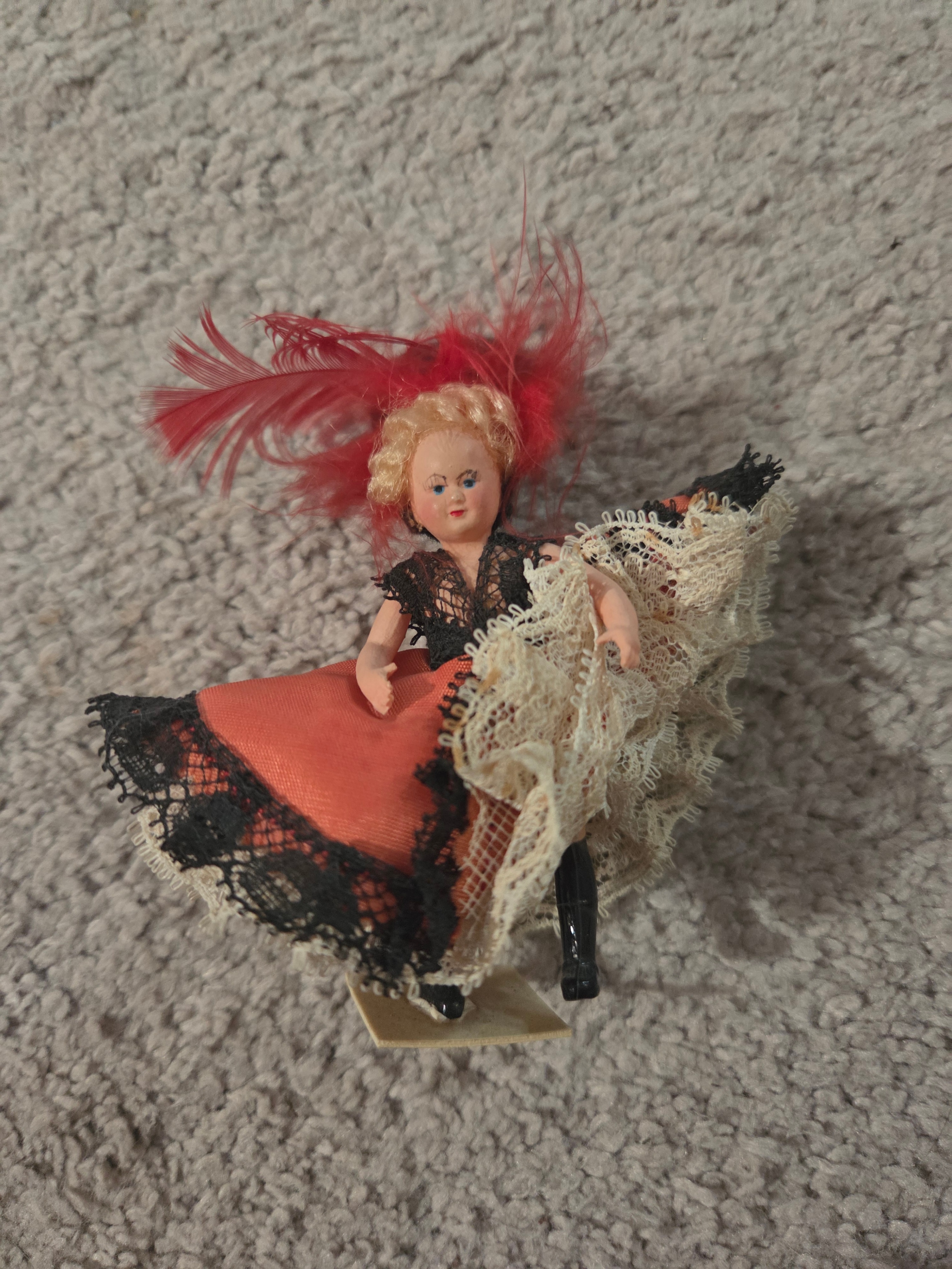 Vintage Spanish Flamenco Dancer Souvenir Doll, 4" H