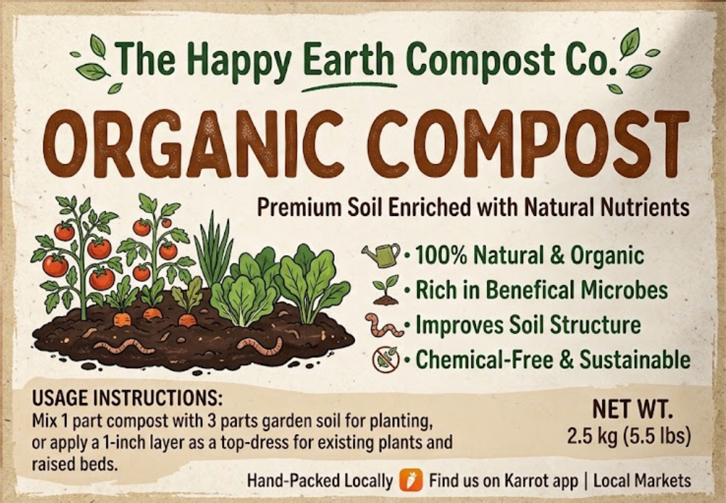 Organo See fesh natural compost packaged locally