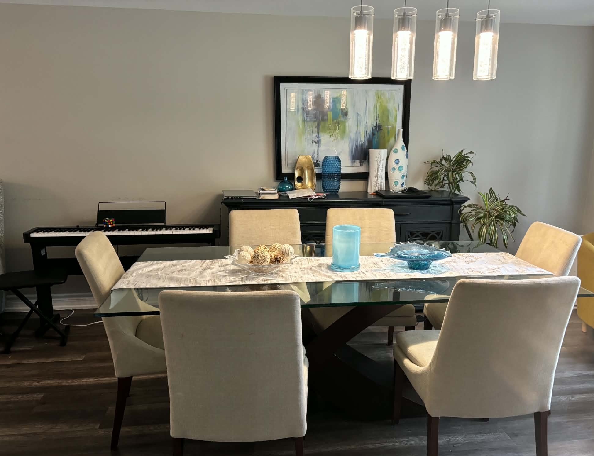 Dining Table with Glass Top + 6 Chairs - photo 2