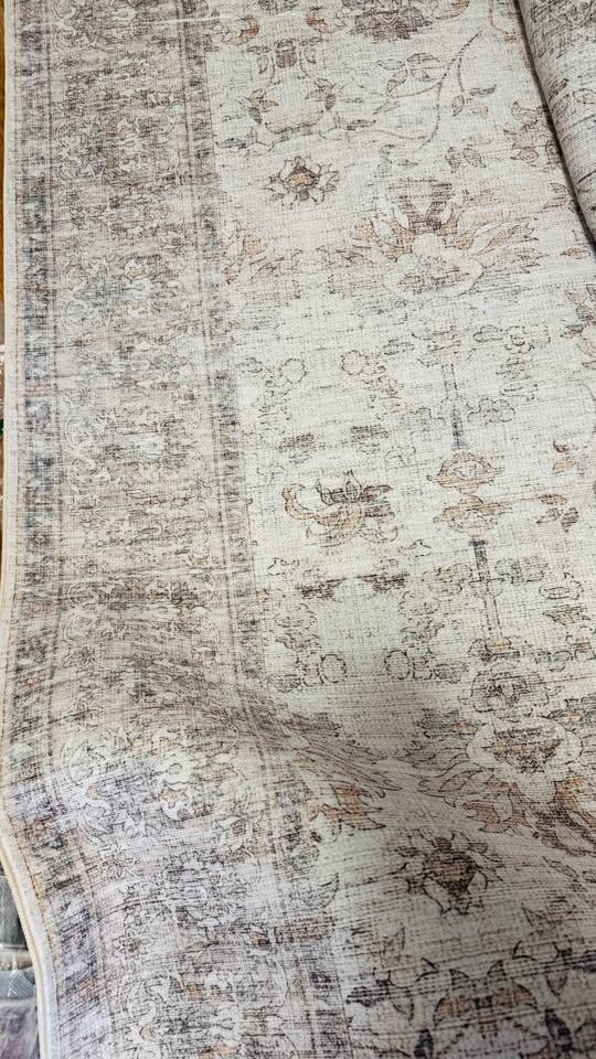 New - 8x10 Washable Area Rug / Carpet - Light Brown Vintage - photo 3