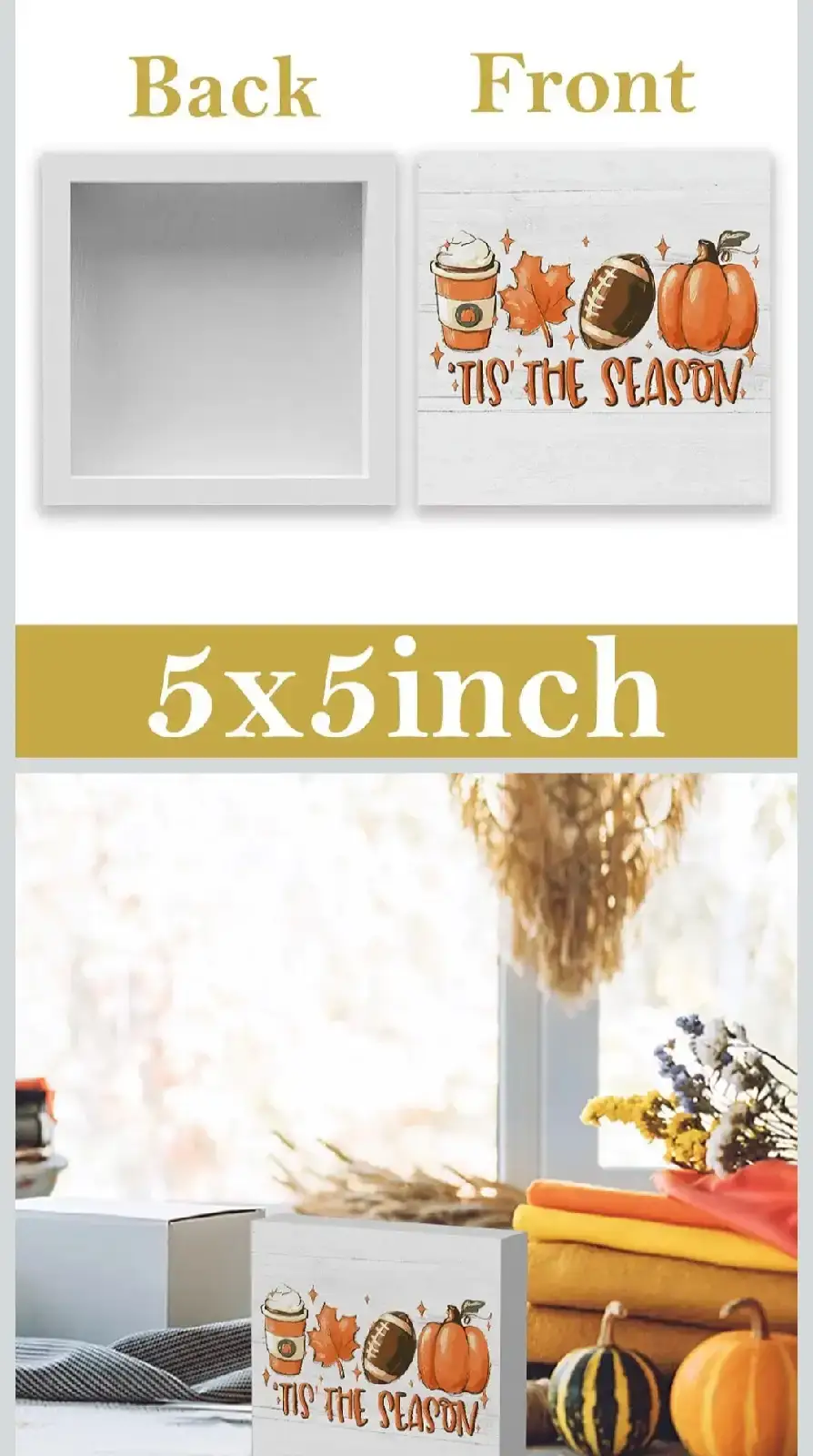 WRSUNT Rustic Tis' The Season Wood Box Sign Set of 2 - photo 2