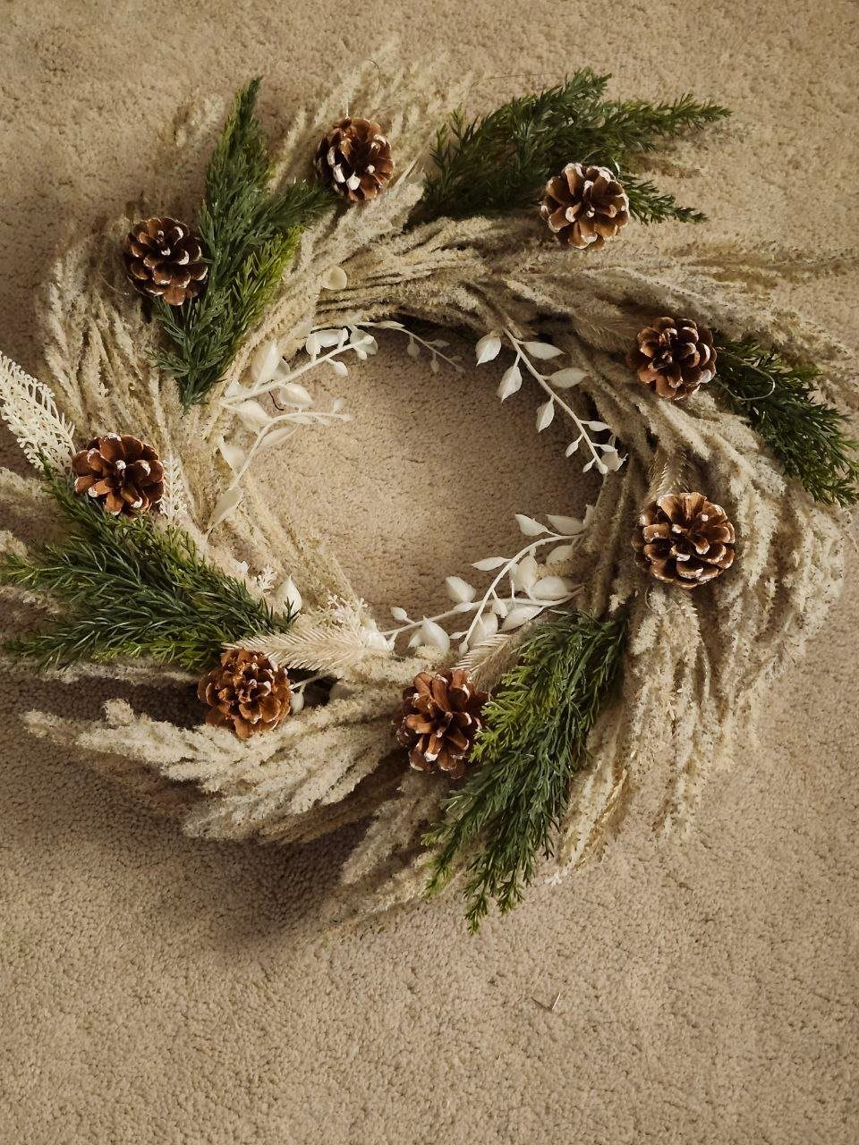 Winter Christmas Wreath – Frosted Pinecone & Greenery, New - photo 3