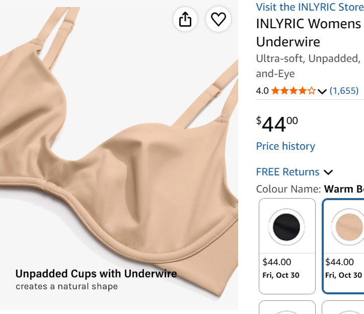 INLYRIC Womens Underwire Bra Warm Beige 38D - photo 3
