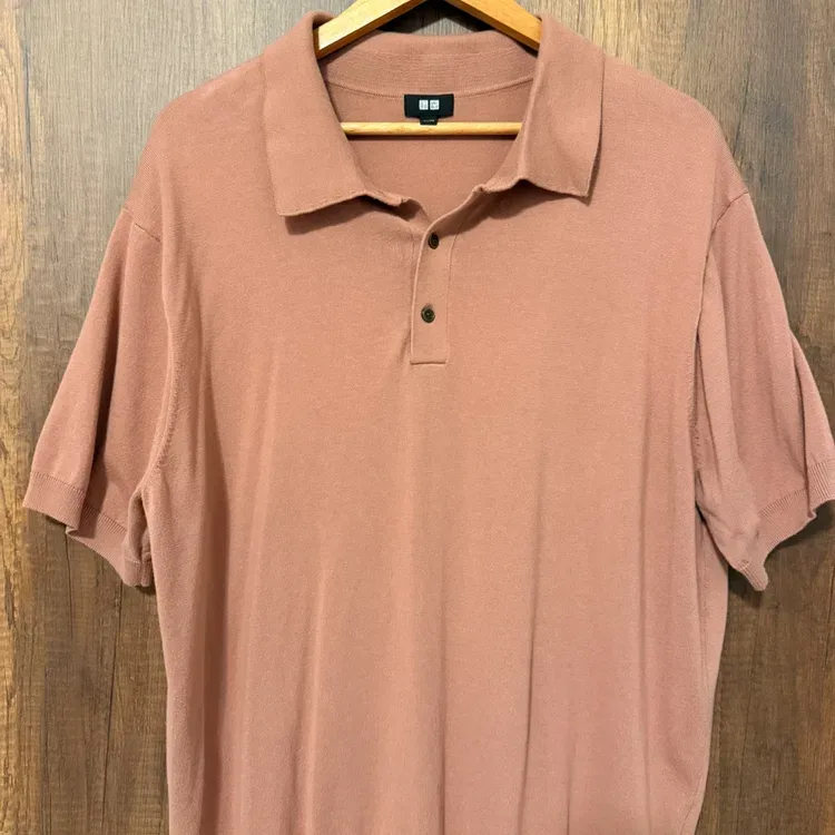 UNIQLO Knit Polo Shirt — Dusty Rose, Size XL (New) - photo 2