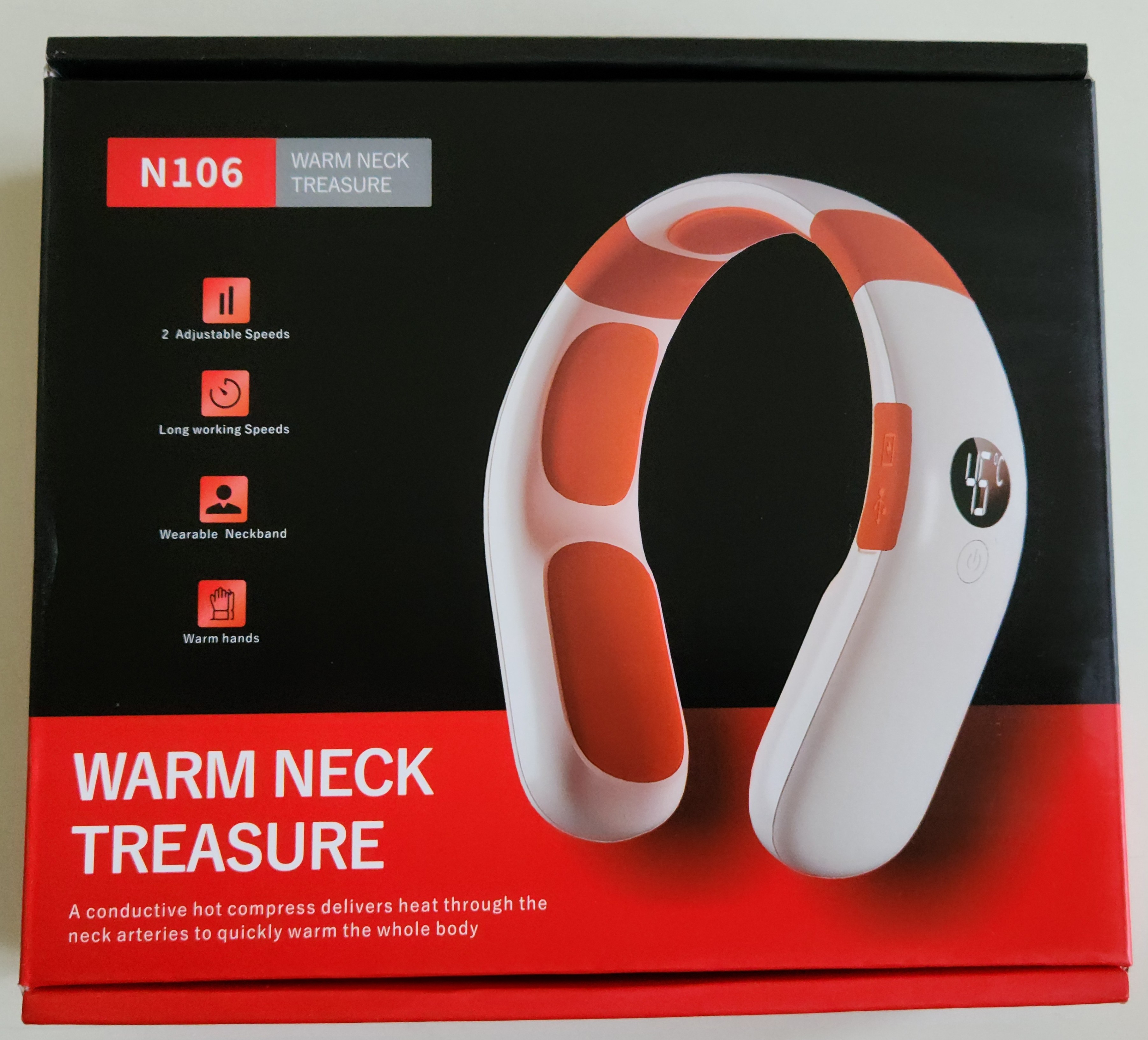 Rechargeable Heated Neck Warmer N106, 4 Heat Levels, USB-C, New
