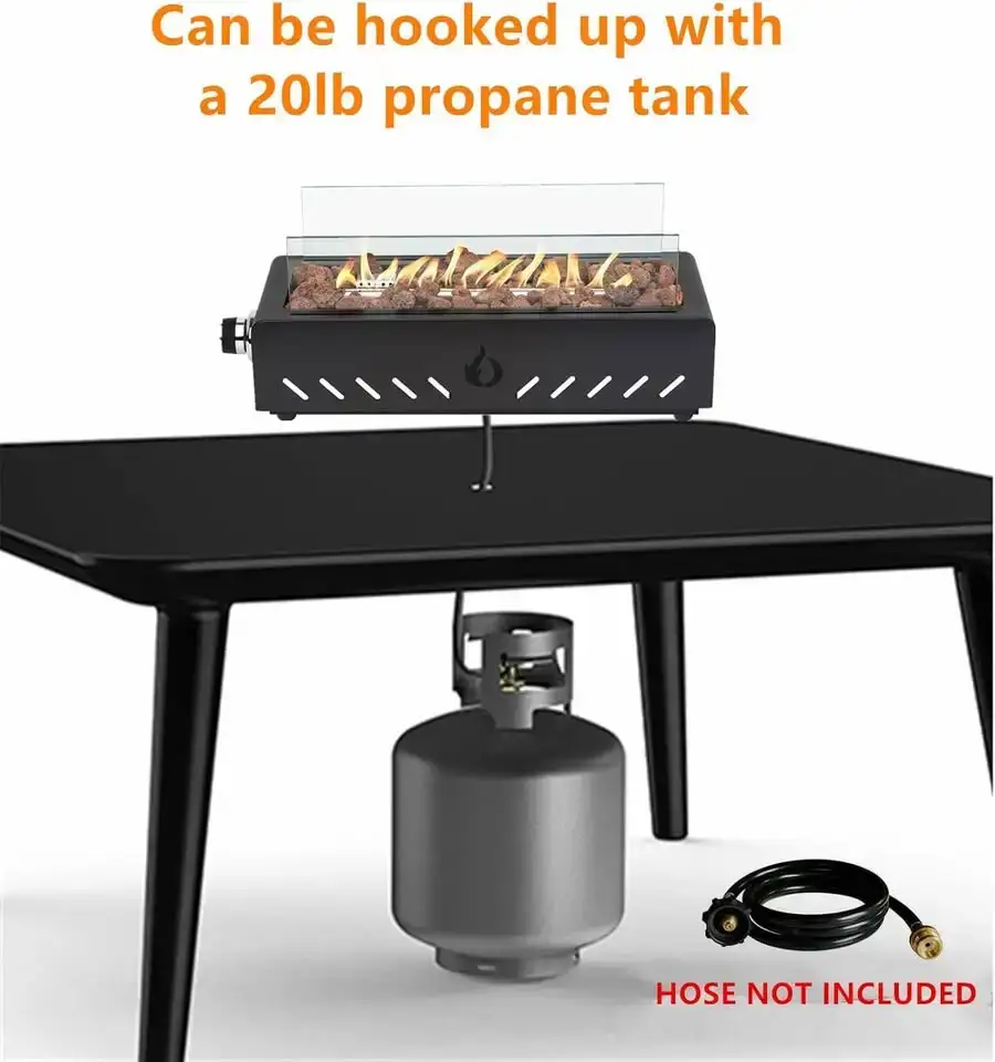 Tabletop Fire Pit Lava Rock & Glass Mounted Propane Gas Fire Pit - photo 5