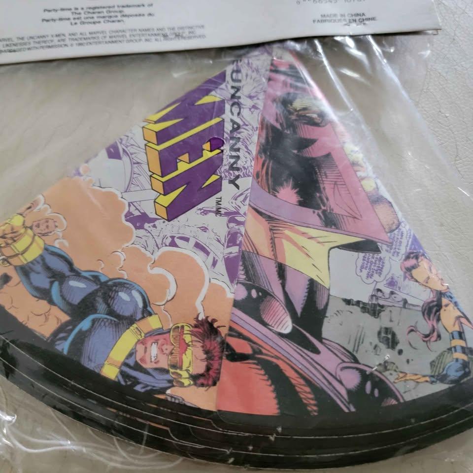 vintage 1 package of 1993 Marvel Comics X-Men cone party hats - photo 5