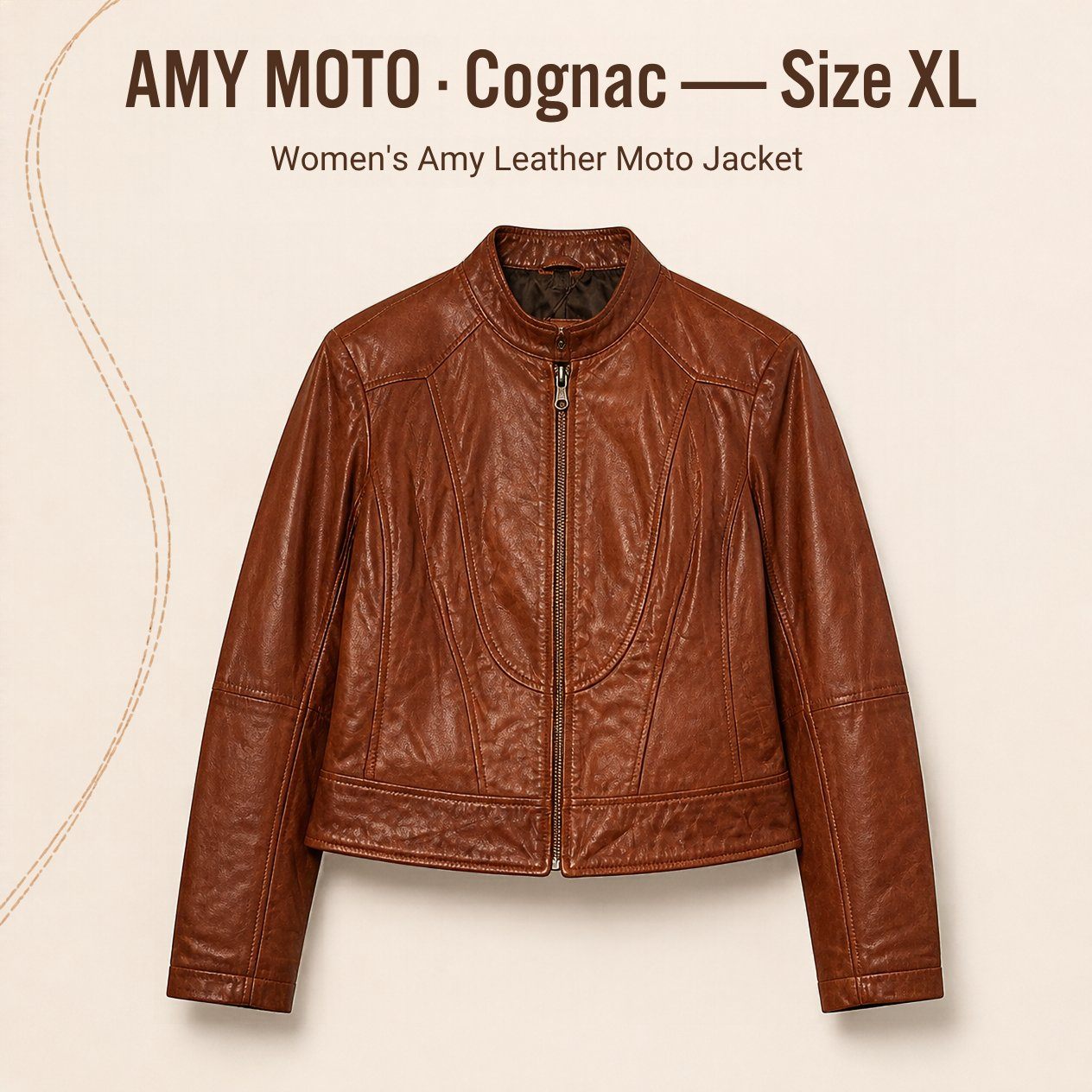 JKT-060 — Women's Amy leather moto jacket — brand new, size XL