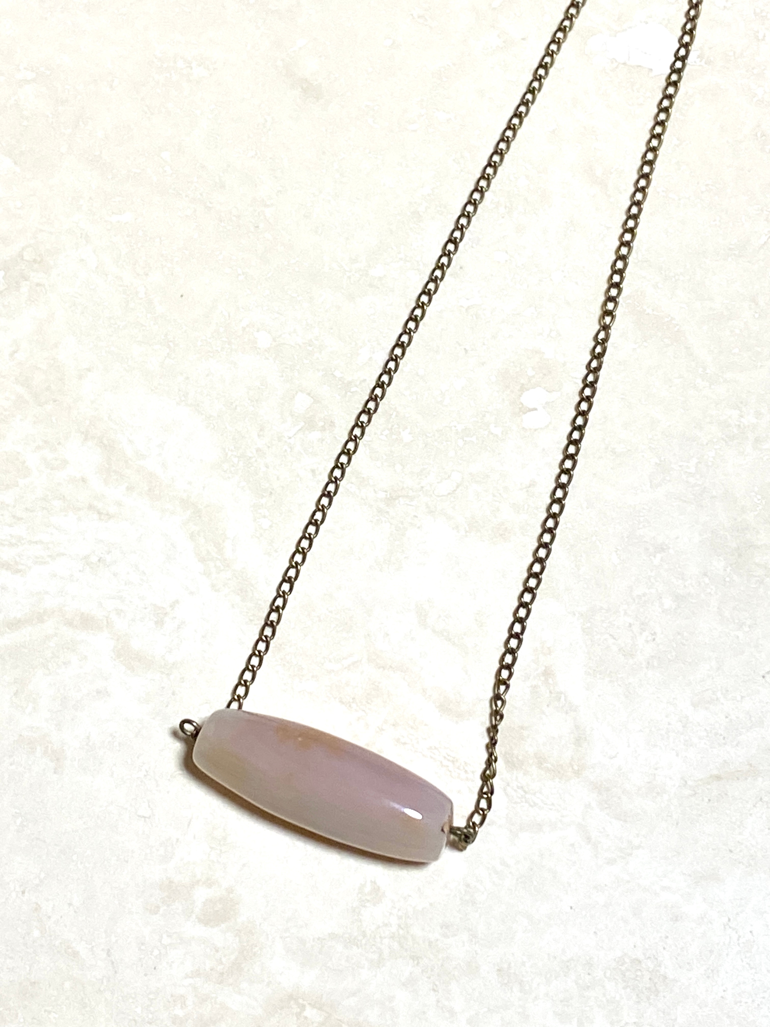 Natural Agate Short Necklace, Bronze Chain - photo 3