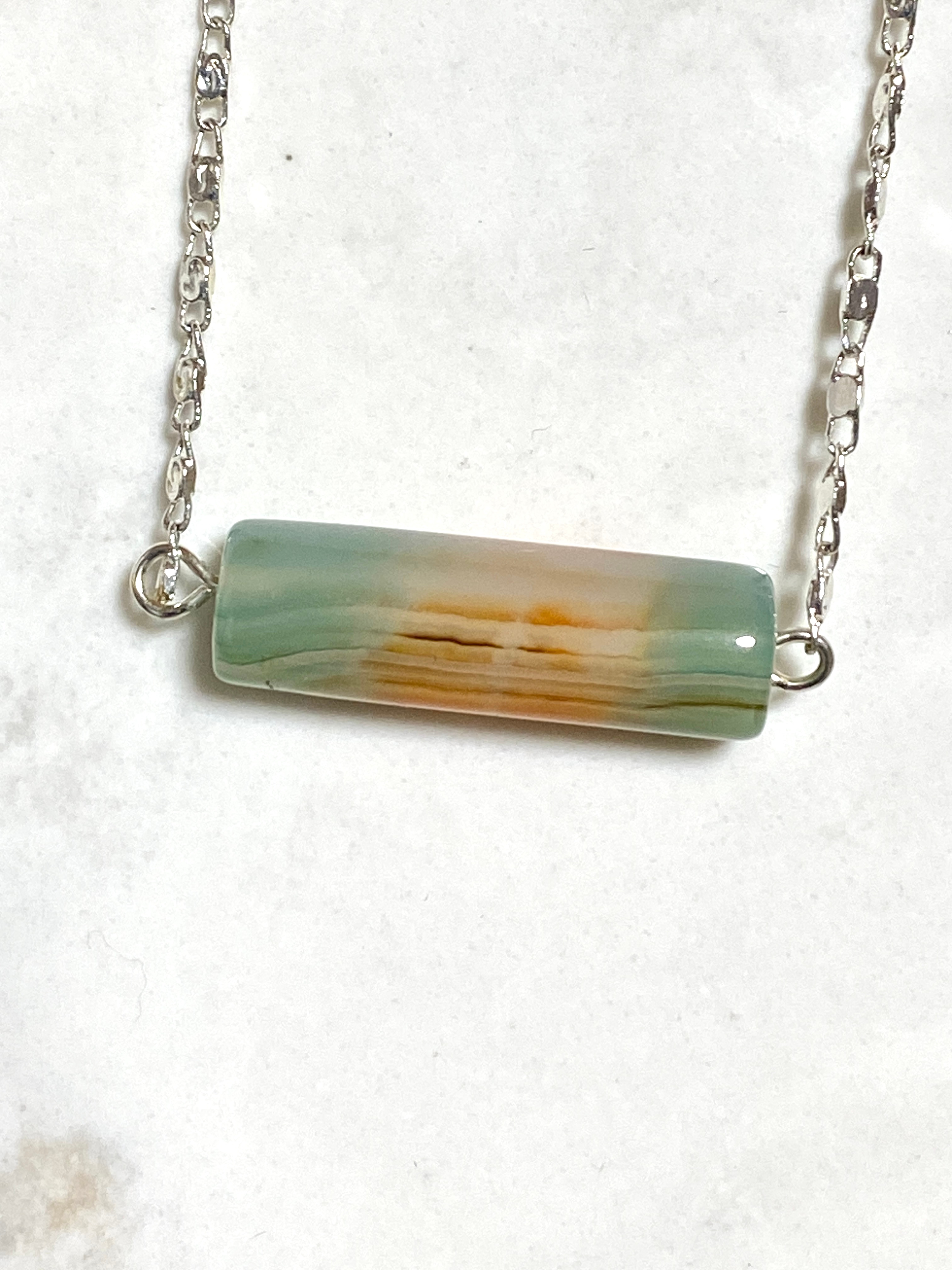 Multi-colored Dyed Agate Short Necklace, Stainless Chain - photo 3