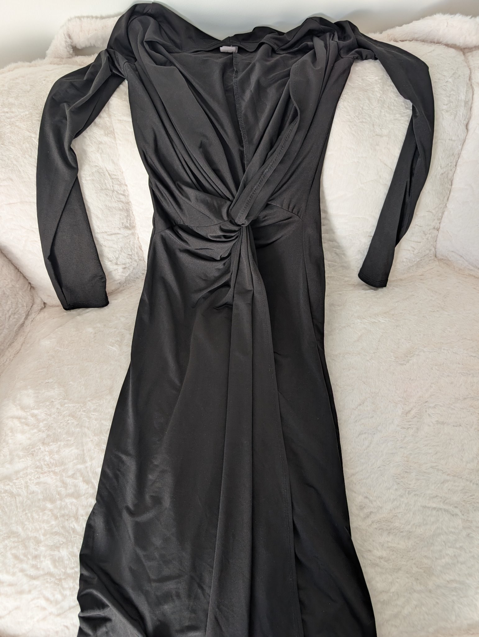 Black Twist-Front Maxi Dress