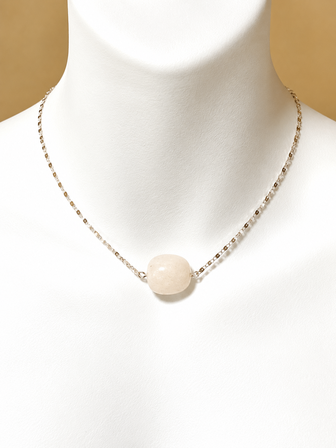 Natural Rose Quartz Short Necklace, Stainless Chain - photo 2