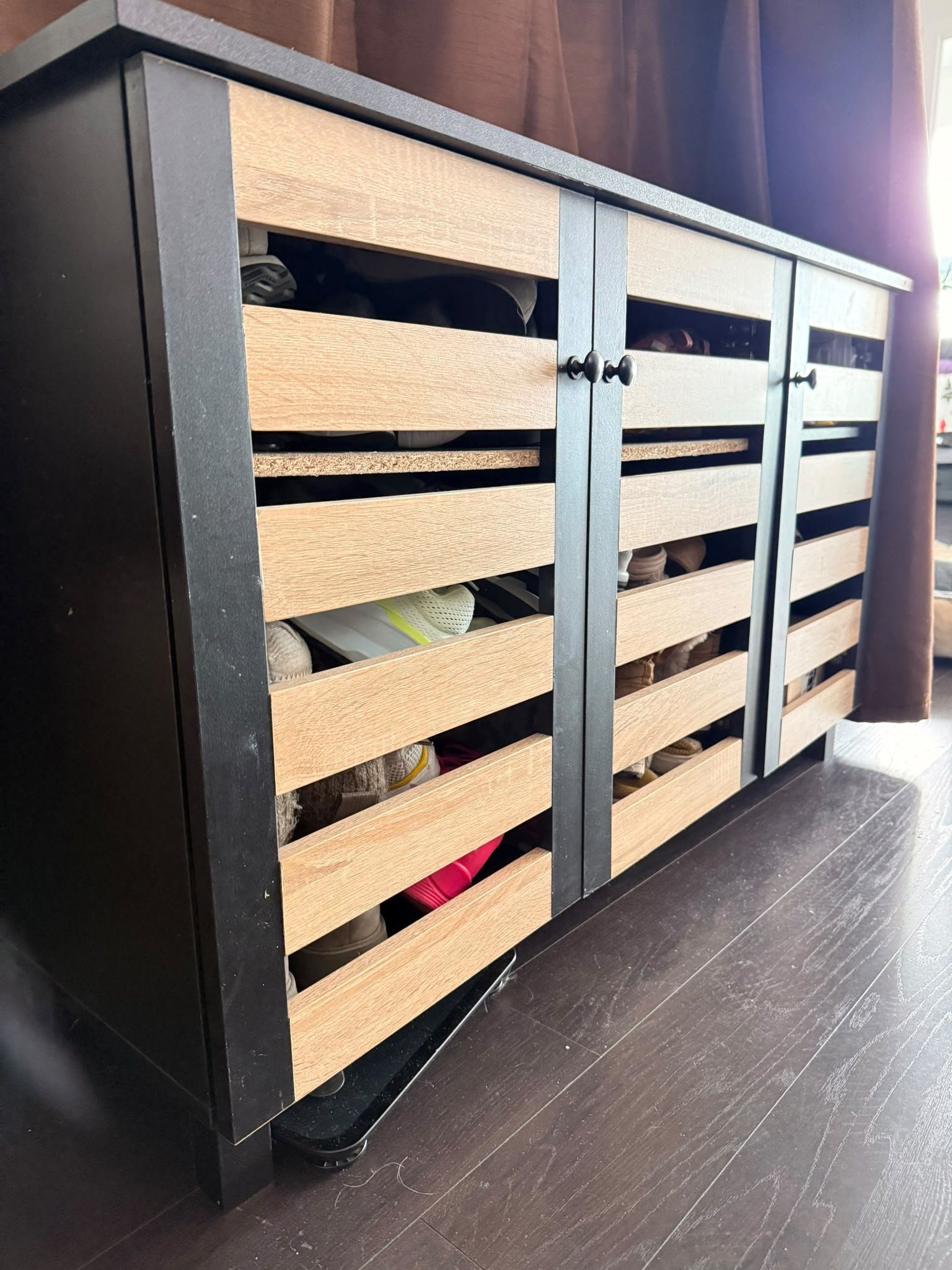 Stylish black & wood multi-purpose storage cabinet