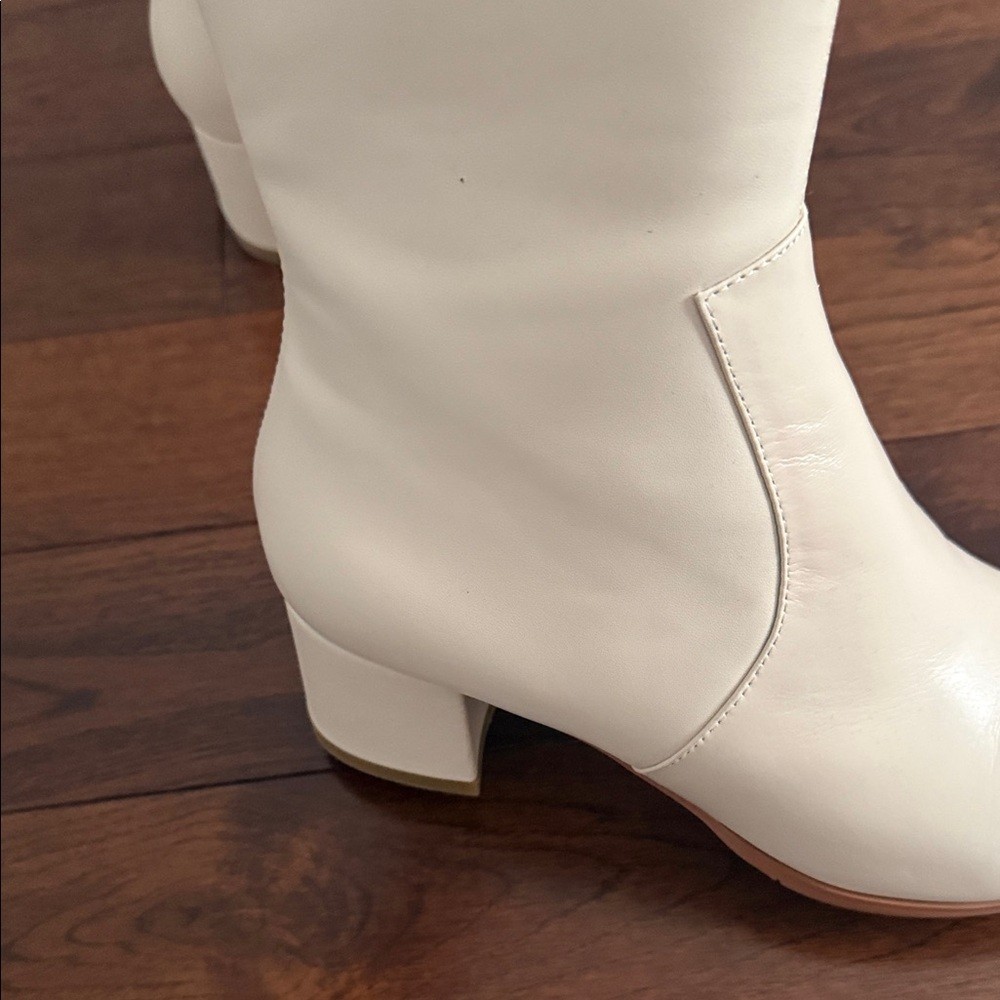 BN Women's Knee High Cream Leather Boots with Pointed Toe - photo 5