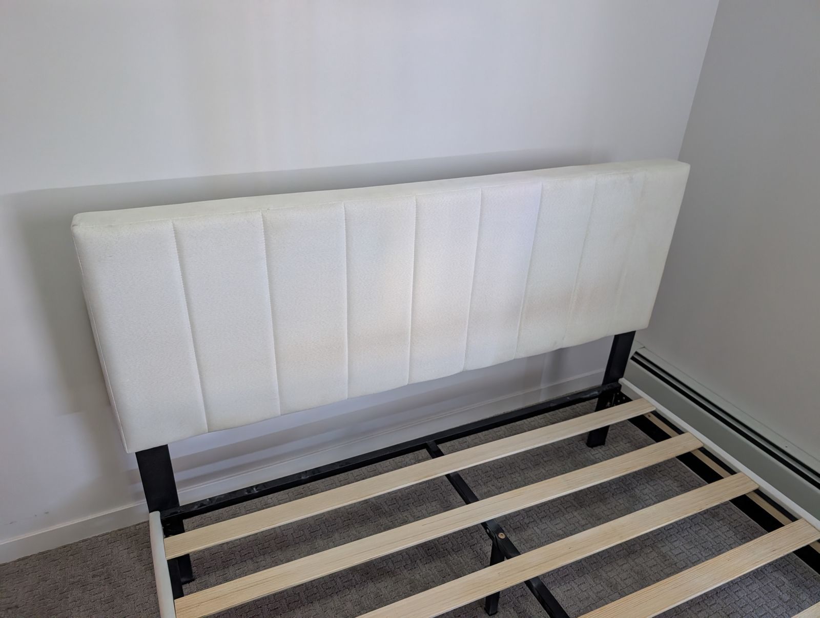 Queen Bed Frame w/ Upholstered Headboard + Mattress – Make Offer - photo 2