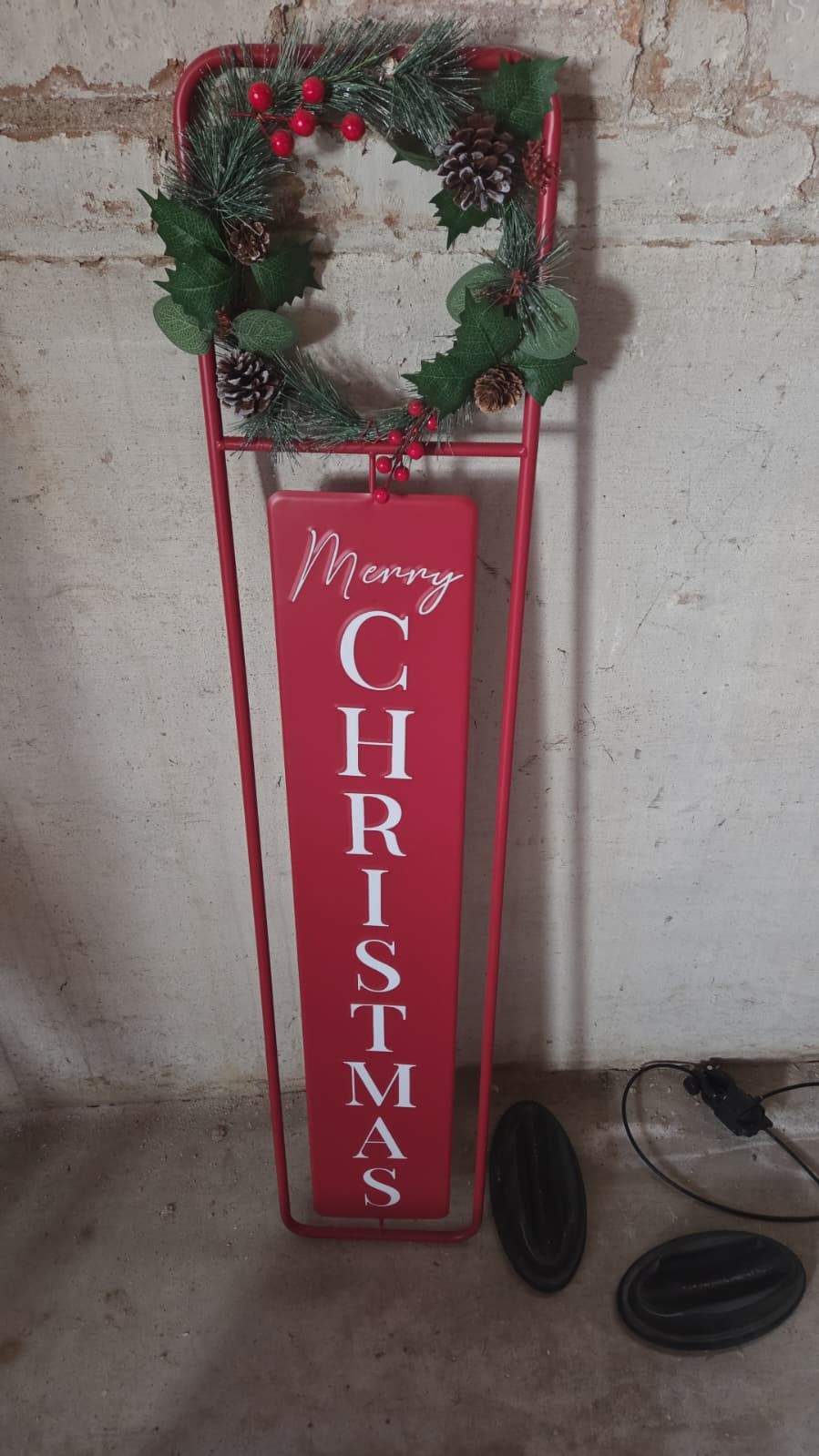 Merry Christmas Metal Sleigh Decoration