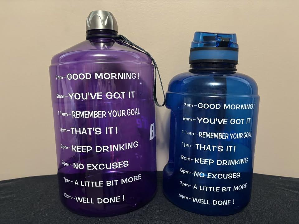 Large Motivational Water Bottles (Purple one is 1 Gallon)